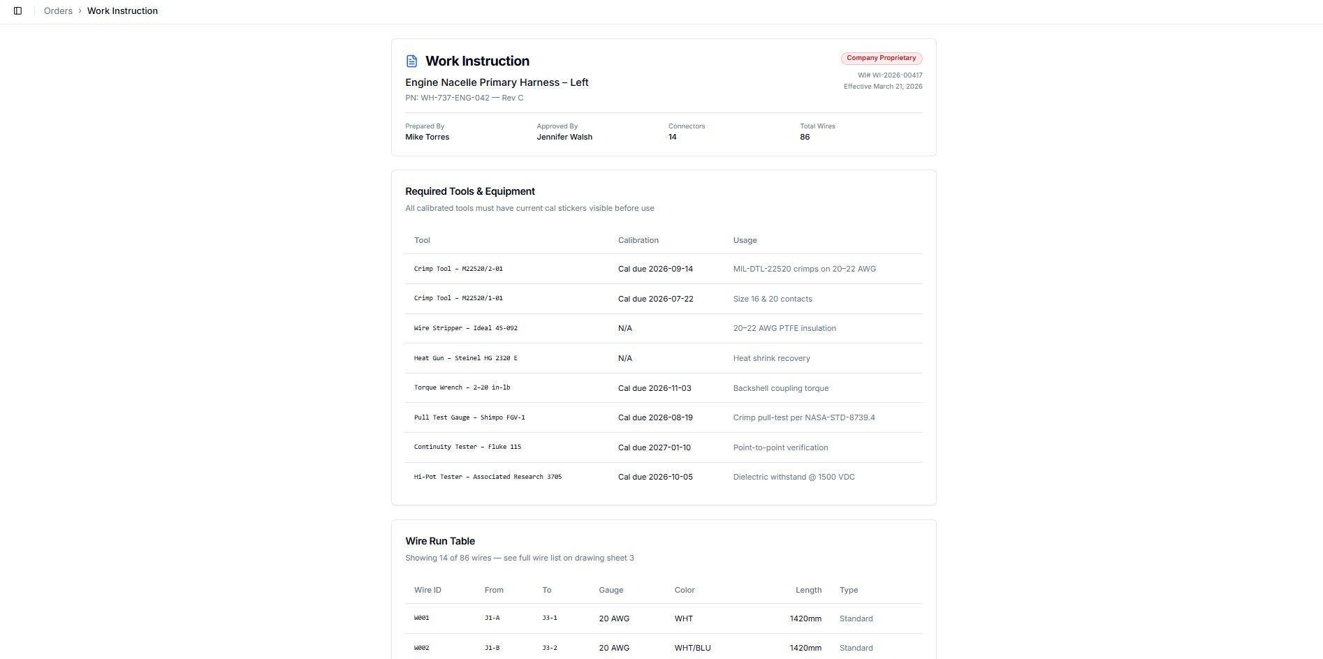 Cabelio automated work instruction